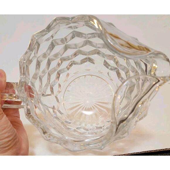 FOSTORIA American 3-pt, 48 oz Vol Jug w/ Ice Lip, 6"T, 6"Diam V Cubist Flawed - Picture 3 of 6